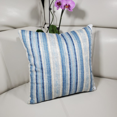 Non-Slip Throw Pillow Cover (18” Blue Stripe)